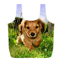 Puppy In Grass Full Print Recycle Bag (L) from ArtsNow.com Front