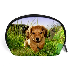 Puppy In Grass Accessory Pouch (Large) from ArtsNow.com Front