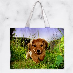 Puppy In Grass Zipper Mini Tote Bag from ArtsNow.com Front