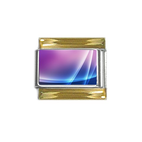 Purple Blue Wave Gold Trim Italian Charm (9mm) from ArtsNow.com Front