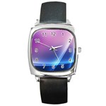 Purple Blue Wave Square Metal Watch