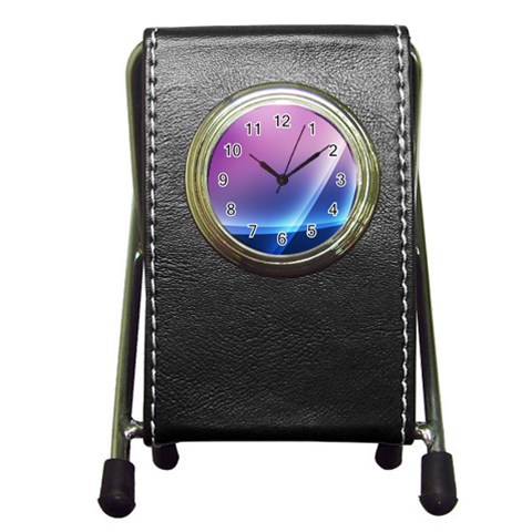 Purple Blue Wave Pen Holder Desk Clock from ArtsNow.com Front