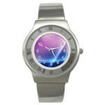 Purple Blue Wave Stainless Steel Watch