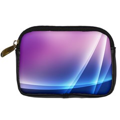Purple Blue Wave Digital Camera Leather Case from ArtsNow.com Front