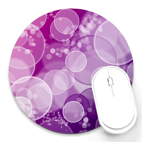 Purple Bubble Art Round Mousepad from ArtsNow.com Front