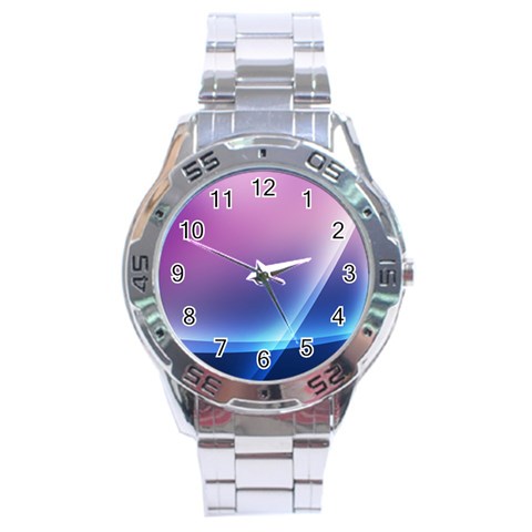 Purple Blue Wave Stainless Steel Analogue Watch from ArtsNow.com Front