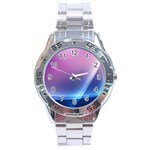 Purple Blue Wave Stainless Steel Analogue Watch