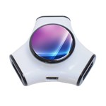 Purple Blue Wave 3-Port USB Hub
