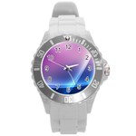 Purple Blue Wave Round Plastic Sport Watch (L)