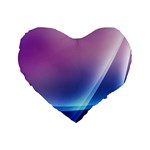 Purple Blue Wave Standard 16  Premium Heart Shape Cushion 