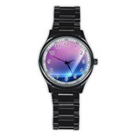 Purple Blue Wave Stainless Steel Round Watch