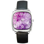 Purple Bubble Art Square Metal Watch