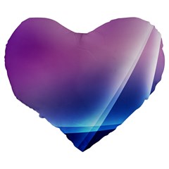 Purple Blue Wave Large 19  Premium Flano Heart Shape Cushion from ArtsNow.com Back