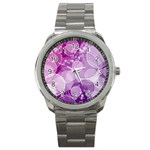 Purple Bubble Art Sport Metal Watch