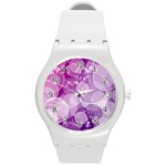 Purple Bubble Art Round Plastic Sport Watch (M)