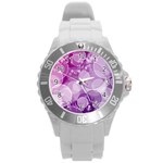 Purple Bubble Art Round Plastic Sport Watch (L)