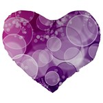 Purple Bubble Art Large 19  Premium Heart Shape Cushion