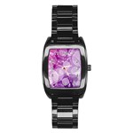 Purple Bubble Art Stainless Steel Barrel Watch