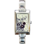 Purple Flower Art Rectangle Italian Charm Watch