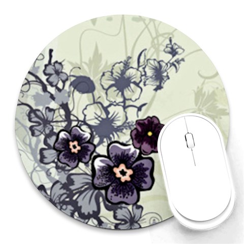 Purple Flower Art Round Mousepad from ArtsNow.com Front