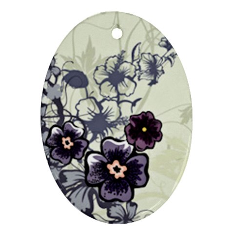 Purple Flower Art Ornament (Oval) from ArtsNow.com Front