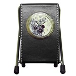 Purple Flower Art Pen Holder Desk Clock