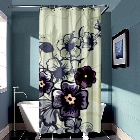 Purple Flower Art Shower Curtain 36  x 72  (Stall) from ArtsNow.com Curtain(36 X72 ) - 33.26 x66.24  Curtain(36 X72 )