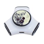 Purple Flower Art 3-Port USB Hub