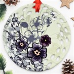 Purple Flower Art Ornament (Round Filigree)