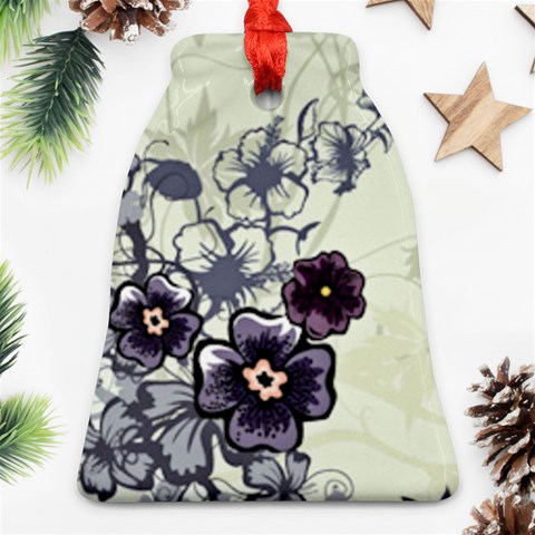 Purple Flower Art Bell Ornament (Two Sides) from ArtsNow.com Front