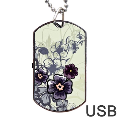 Purple Flower Art Dog Tag USB Flash (Two Sides) from ArtsNow.com Front