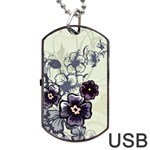 Purple Flower Art Dog Tag USB Flash (Two Sides)