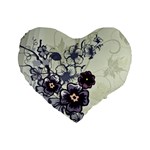 Purple Flower Art Standard 16  Premium Heart Shape Cushion 