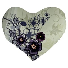 Purple Flower Art Large 19  Premium Heart Shape Cushion from ArtsNow.com Back