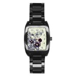 Purple Flower Art Stainless Steel Barrel Watch