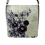 Purple Flower Art Flap Closure Messenger Bag (L)