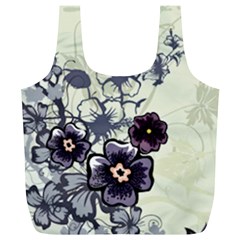 Purple Flower Art Full Print Recycle Bag (XL) from ArtsNow.com Back