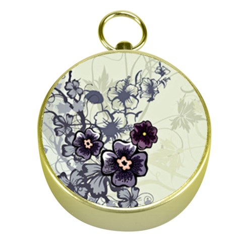 Purple Flower Art Gold Compass from ArtsNow.com Front