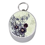 Purple Flower Art Silver Compass (Mini)