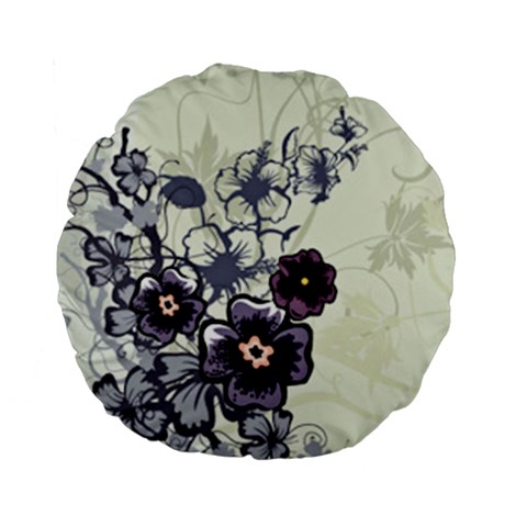 Purple Flower Art Standard 15  Premium Flano Round Cushion  from ArtsNow.com Front