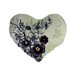 Purple Flower Art Standard 16  Premium Flano Heart Shape Cushion 