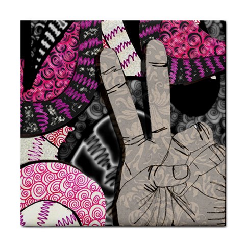 Peace Hand Art Tile Coaster from ArtsNow.com Front