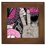 Peace Hand Art Framed Tile