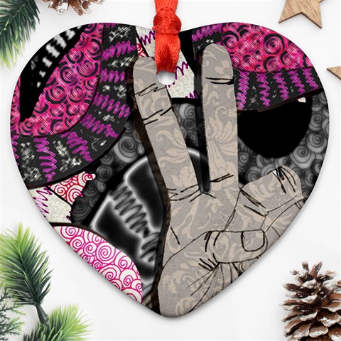 Peace Hand Art Ornament (Heart) from ArtsNow.com Front