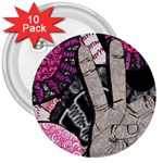 Peace Hand Art 3  Button (10 pack)