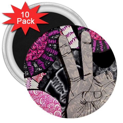 Peace Hand Art 3  Magnet (10 pack) from ArtsNow.com Front