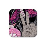 Peace Hand Art Rubber Coaster (Square)