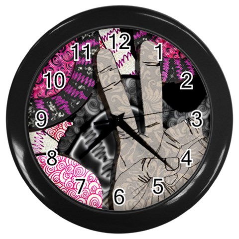 Peace Hand Art Wall Clock (Black) from ArtsNow.com Front