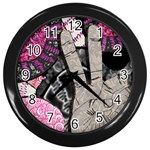 Peace Hand Art Wall Clock (Black)