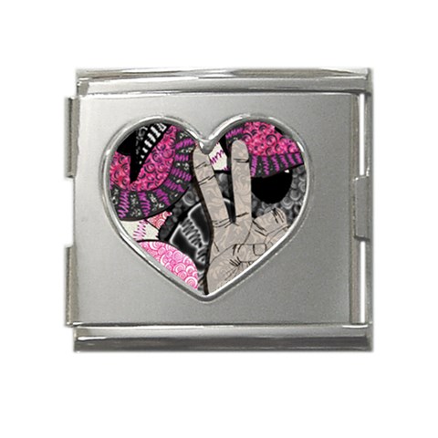 Peace Hand Art Mega Link Heart Italian Charm (18mm) from ArtsNow.com Front